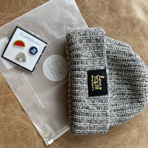 Love Your Melon Black Speckled Gold Foil Beanie - Picture 6 of 7